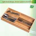guiogc Bamboo Silverware Organizer, Kitchen Silverware Drawer Organizer, Utensil Tray Holder, Cutlery Tray for Spoons, Forks, Knives