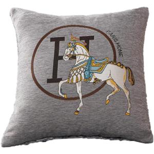 18x18'' inches Throw Pillow Cushion Covers Set Pack of 2 Pcs - Luxury Horse Embroidery Modern Style Couch Sofa Pillow Cover for Living Room Bedroom (Grey)