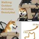 JK Pawadore 4 Wheels Pet Stroller Best Lightweight Foldable Portable Secure Easy Lock NO-Zip 180 ̊ Canopy Sun Shades Waterproof for Small/Medium Dogs 33lbs with Large Storage Basket (Khaki)