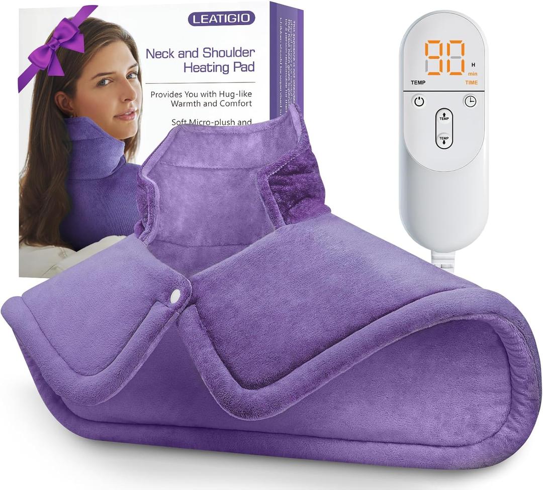Mothers Day Gifts, Heating Pad for Neck Shoulders Back, Upgraded PTC+NTC Even Heating, Versatile Electric Heated Neck Wrap for Full-Body Relax, Birthday Gifts for Women Mom Wife Grandma, Purple