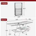 Sakugi Clothes Drying Rack, Foldable 2-Level Laundry Drying Rack with Height-Adjustable Wings, for Clothing & Bedding, Free-Standing Space-Saving Rack, Indoor & Outdoor, 70" L 22.8" W, Gray, X-Large