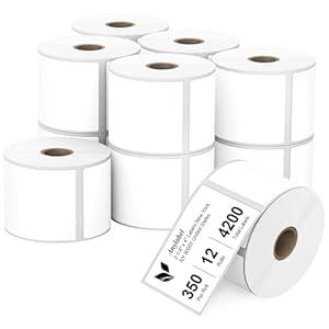 Anylabel Compatible 2-1/ 4" x 4" Direct Thermal Labels Replacement for Barcodes Postage Address Shipping Compatible with Rollo & Zebra Desktop Printers Adhesive & Perforated (12 Rolls, 350 Labels/ Roll)