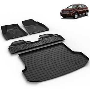 All Weather Car Floor Mats & Cargo Liner Set Fit for Lexus RX 2010 2011 2012 2013 2014 2015 Floor Liners Trunk Liner RX Cargo Mat Accessories Black
