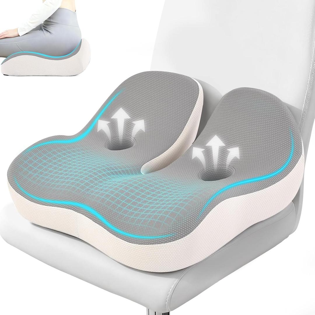 Seat Cushion,Office Chair Memory Cushion, Ergonomic Design, Relieve Sciatica and Long-Term Sitting Pain, Suitable for desks, Car Seats, Games, Wheelchairs (Gray)