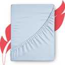 Ashton Sheets 100% Egyptian Cotton Fitted Sheet Queen Size - 1000-Thread-Count Queen Fitted Sheet Only, Extra Soft, Cooling, 16" Deep Pocket Luxury Sateen Weave Bottom, Hotel Quality - Light Blue