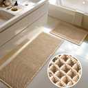 Furicher Large Waffle Bath Mat Set, Non Slip Bath Rug Set, Ultra Absorbent Bath Mats for Bathroom Decor, Extra Soft Floor Bathroom Rugs Sets 2 Piece, Washable Bath Runner Rug, Brown, 20"×47" & 16"×24"