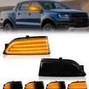 Sequential LED Side Mirror Marker Light Compatible with 2019-2023 Ford Ranger Lariat 2012-2019 T6 Raptor Wildtrak 2015-2019 Everest U375 UA, Mirror Turn Signal Light, Smoked Lens