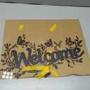 Vintage Welcome Floral Vine Metal Wall Decor- Rustic Farmhouse Entryway Sign, Indoor Outdoor Home Accent (14.57"x8.07", Black)