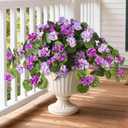 Hommyea Artificial Flowers for Outdoor Decor 2 Pcs Silk Fake Flowers, UV Resistant Faux Flowers for Outdoor Planters No Fade Spring Summer Flowers for Home Porch Garden Patio Yard Decorations (Gradient Light&deep Purple)
