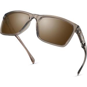 KastKing FlatRock Polarized Sport Sunglasses for Men and Women, Ideal for Driving Fishing Cycling Running, UV Protection (Frame: Gray Crystal /Lens: Brown)