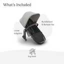 UPPAbaby RumbleSeat V3 Second Lower Seat - Compatible with Vista V2 and Vista V3 - All-Weather Seat + Magnetic Buckle Adapters Included - Savannah (Pearl Gray Jacquard/Carbon Frame/Chestnut Leather)
