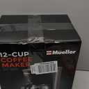 Mueller 12-Cup Drip Coffee Maker - Borosilicate Carafe, Auto-Off, Reusable Filter, Anti-Drip, Keep-Warm Function, Clear Water Level Window Coffee Machine, Kitchen Essentials & Accessories (Black)