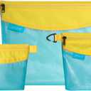 pack all 3 Pcs Water-Resistant Material Zipper Pouch Set, Mesh Zipper Bags for Storage, Travel, Office (Blue)