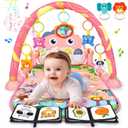 UMIKU Baby Play Mat Baby Tummy Time Mat Infant Newborn Musical Activity Center with High-Contrast Piano Music & Light Newborn Babies Gift for Girl Boy Babies 0-6 6-12 Month Pink Dinosaur