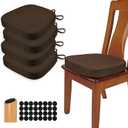 BUYUE Thickened 2.5" Dining Chair Cushions Set of 4, U-Shape High Density Foam Comfortable Chair Pads for Kitchen, Slip Resistant Indoor Seat Cushions (4 PCS, Chocolate)