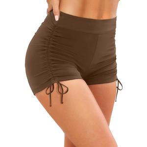 Yonique Women Swim Shorts High Waisted Swimsuit Shorts Tummy Control Bathing Suit Bottom Plus Size Boyshorts (Brown, XL)