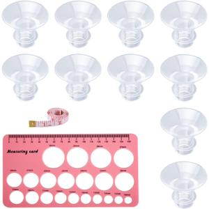 2 x 10pcs Breast Pump Flange Insert, 5 Sizes Silicone Flange Insert Replacement with Double-Sided Nipple Ruler for S1/S2/S9/S10/S12 Spectra Flange Breast Pump Guard Shields, Breast Pump Accessories (13/15/17/19/21mm-10pcs)
