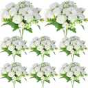 Geosar 8 Bundles Artificial Peonies Flowers Fake Silk Peony Bouquet Faux Peonies Flowers Bulk for Decoration Vase Floral Arrangements Wedding Party Table (White)
