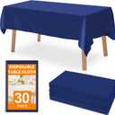 RowinsyDD 30 Pack Blue Plastic Table Cloths Disposable, 54 x 108 Inches Plastic Table Cover for Rectangle Tables, Disposable Tablecloth for Dinning, Parties, BBQ, Wedding, Outdoor