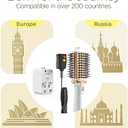 Plavogue Dual Voltage Blow Dryer Brush for European Travel,110V-240V Hot Air Brush with Volumizer, Negative Ionic Anti-Frizz - Styling Brush with Ceramic Coating for Long/Mid Hair Types, Oval Shape (White Gold)