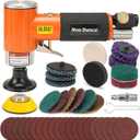 2 Inch Pneumatic Mini Orbital Sander Kit 2-in-1 Air Right Angle Grinder Polisher Kit Surface Prep Tool with 40 Pcs Quick Change + Hook & Loop Sanding Discs for Metal & Woodworking