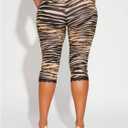 Women's Zebra Striped Skinny Bermuda Shorts Bowknot High Waisted Lace Leggings Shorts (M)