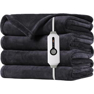 Heated Electric Throw Blanket 50 "x 60" Throw Size Cozy Flannel Fast Heating with 4 Heat Levels & 3 Hours Auto Off, Winter Comfort Sleep, Home Essentials, Dark Grey (Throw(60" x 50"), 01-dark Grey)