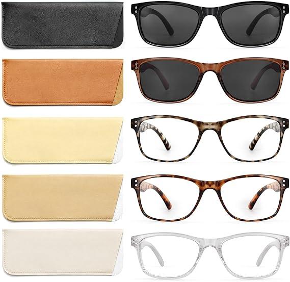 Fetrrc Reading Glasses Blue Light Blocking, Computer Glasses for Women Men, Fashion Square Eyeglasses 4 Pairs