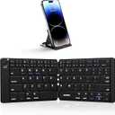 Samsers Bluetooth Foldable Keyboard, Wireless Portable Folding Keyboards, FullSize UltraSlim Rechargeable Connect Up to 3 Devices for iOS Android Windows Phone Tablet and Laptop, Black
