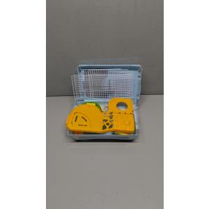 Hamiledyi Portable Hamster Cage 2 Layers Dwarf Hamster Habitat Small Animal Travel Cage with Exercise Wheel Hamster Enclosure Mouse Cage for Hamsters Mice Gerbils or Other Tiny Pets