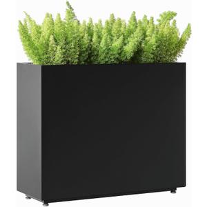 Tall & Long Metal Divider Planter 30W x 11D x 24H, Easy 5-Min Assembly, Outdoor Span Rectangular Planter Box with with Middle Shelf & Adjustable Feet, Versatile for Garden, Yard and Patio, Black