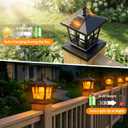 Solar Flame Post Lights Outdoor 2pack, Flickering Flame Fence Post Cap Lights IP65 Waterproof, LED Lantern with 2500K Warm White Mode, Decorative for Garden Deck Patio, Fit 4x4/5x5 Wooden/Vinyl Posts