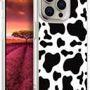 Compatible with iPhone 15 Pro Max Case Designer Cute Clear for Women,Cool Transparent Silicone Phone Cases Cover - Black Cow Print