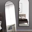 Floor Mirror, Full Length Mirror with Stand, Arched Wall Mirror Full Length, Black Floor Mirror Freestanding, Wall Mounted for Bedroom Living Room, Black (59"L x 18"W)