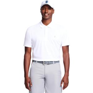 IZOD Men's Performance Golf Grid Short Sleeve Stretch Polo Shirt-Legacy (Large, Bright White)