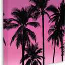 Pink Tropical Sunset Palm Trees, 17 x 17 Inch Canvas Wall Art