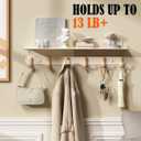 Wall Hooks with 22'' Shelf Coat Rack Wall Mount with 6 Hooks Entryway Hanging Shelf with Storage for Bathroom, Living Room, Bedroom, Modern Floating Wall Shelves with Hooks (Cream White)