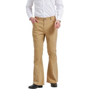 Wbestwind Men's Relaxed Stretch Vintage 60s 70s Bell Bottom Fit Comfort Flared Retro Leg Denim Jeans (Brown, L)