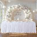 White Satin Glitter Tablecloth for Rectangle Tables 6ft,Wrinkle Resistant Ruffles Shimmer Party Table Skirt,Washable 6FT Rectangle Table Cloth Skirt For Birthday,Baby Show,Party,Wedding,Banquet