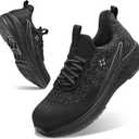 SPIEZ Slip-On Safety Shoes for Men & Women - Non-Steel Composite Toe, Fashion Sneaker Design, Hands-Free Convenience, All-Day Protection, US 5.5-13.5 (Black Gray)