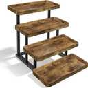 4 Tier Cupcake Stand, 15.7" Large Wooden Serving Tray for Party Food Display, Rustic Tiered Tray Decor Capable of Dessert Table & Perfume Organizer, with Sturdy Metal Frame