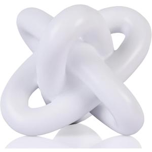 White knot sculpture, three-knot sculpture white home decor accent, suitable for rustic-style coffee table stands, living room TV cabinets, dining tables, entryway shelves, and small decorations.