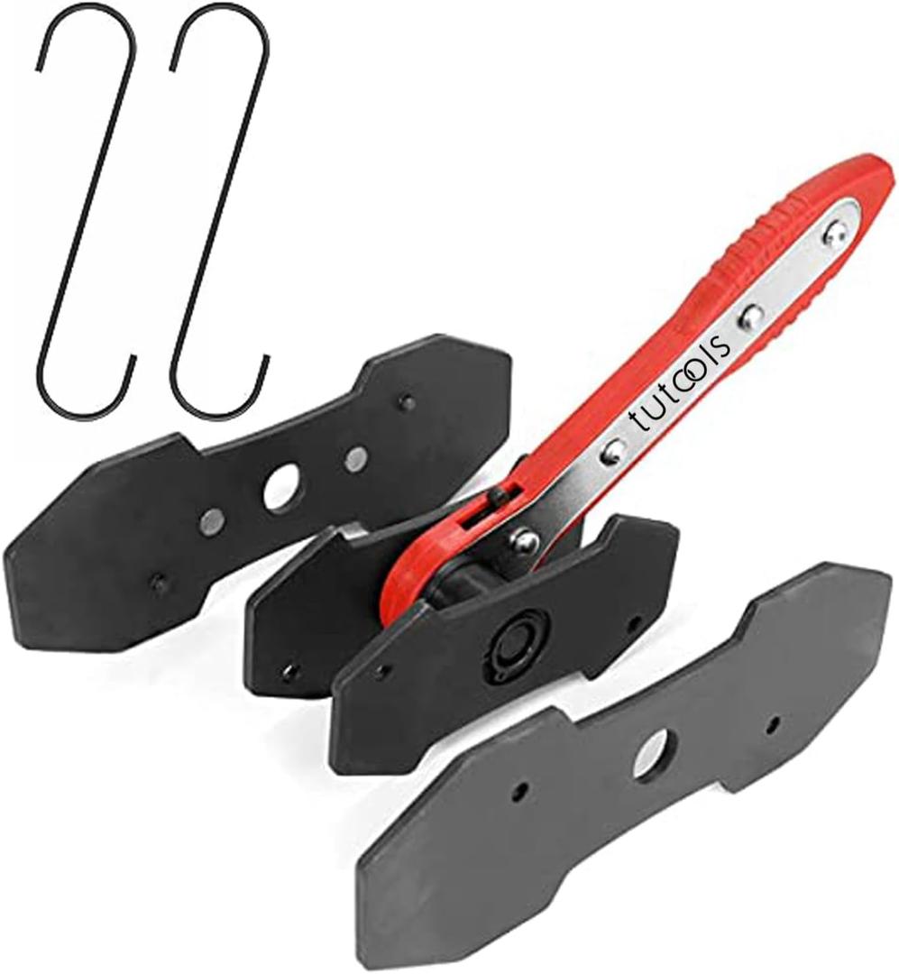 TUTOOLS Brake Caliper Press, Caliper Piston Spreader, Brake Tools,Brake Caliper Piston, Brake Caliper Press Ratchet with 2 Extra pcs Steel Plates, Red