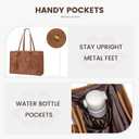 LOVEVOOK Laptop Bag for Women Vintage Leather Work Tote 15.6 inch Large Capacity Computer bag with Clutch Purse for Office, Travel, Casual