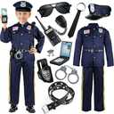 Joycover Police Officer Costume for Kids, Cop Costume Outfit Set with Toy Accessories, Halloween Costumes for Boys