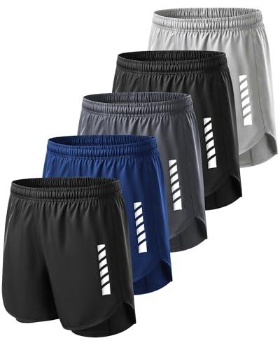 JZCreater Mens Shorts, 2-in-1 Athletic Workout Running Shorts with Liner, 2 Inner Pocket, Quick Dry Gym Shorts for Men L