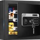 1.3 Cuft Safe Box Fireproof Waterproof, Digital Security Safes for Home Use Fire and Water Proof with Combination Lock, Alarm System and Removable Shelf, Anti-Theft Fireproof Safe For Money, Jewelry