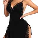 Girece Sexy Night Gowns for Women Babydoll Lingerie Dress Lace Trim Sleep Dress Chemise Nightgowns Side Split Nighty M