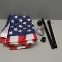 American Flag and Flag Pole for House Outside, 5ft Heavy Duty Flag Poles Kit with 3x5 Embroidered USA Flag, Tangle Free Steel Black Flag Pole with Bracket for Residential, Commercial, Outdoors Garden