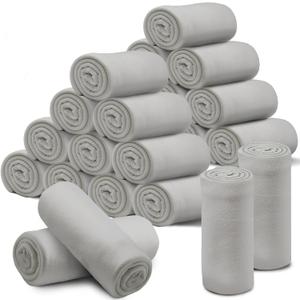 24 Pcs Fleece Blankets Bulk 60 x 50 in, Soft Lightweight Throw Blankets in Bulk Large Cozy Wool Blankets for Wedding Use, All Season, Gifts & Home, Homeless Men Women (Gray)